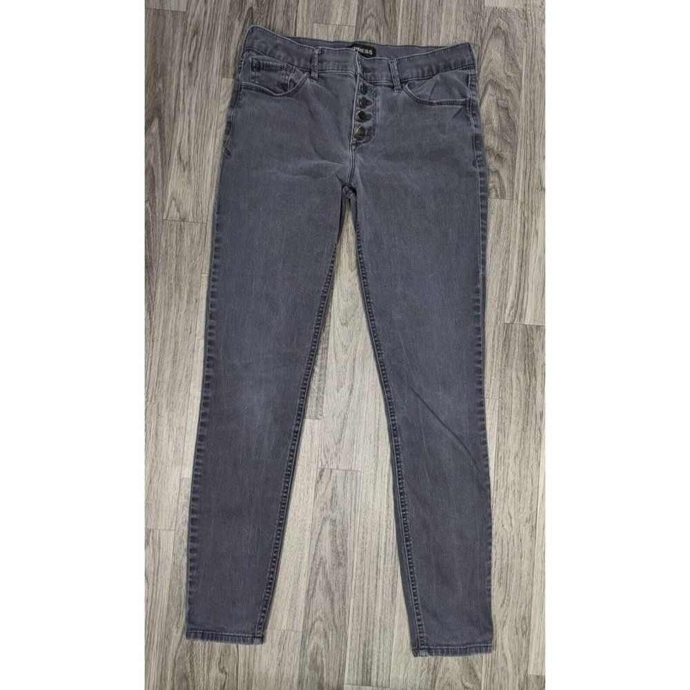 Express Womens Size 2 Regular Skinny Mid Rise Grey Denim Jeans Leggings